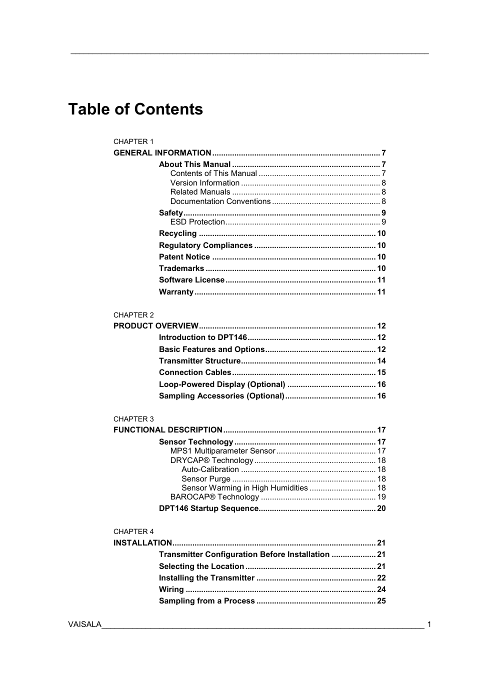 Vaisala DPT146 User Manual | Page 3 / 71