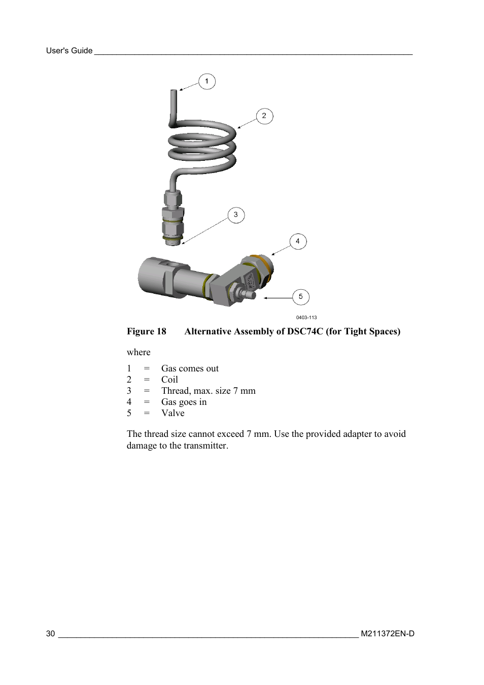 Figure 18, Alternative assembly of dsc74c (for tight spaces) | Vaisala DPT146 User Manual | Page 32 / 71