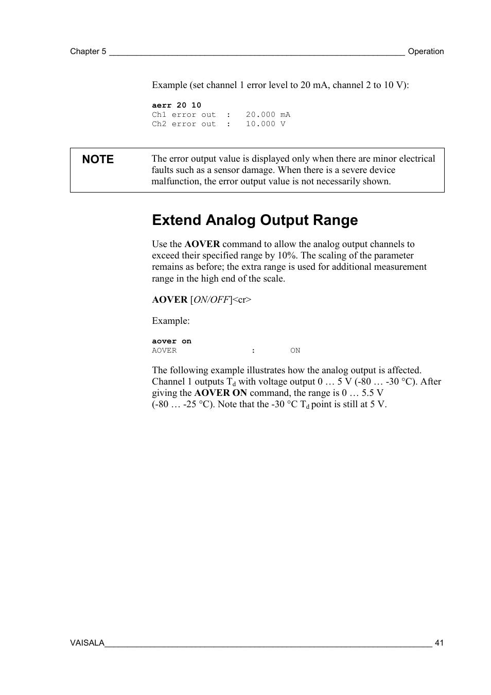 Extend analog output range | Vaisala DPT146 User Manual | Page 43 / 71