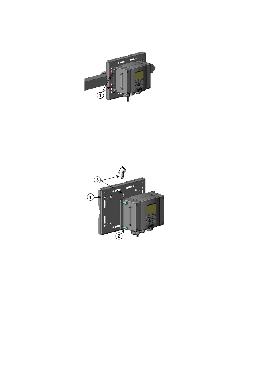 Figure 12, Horizontal pole, Figure 13 | Mounting with metal wall mounting plate | Vaisala PTU300 User Manual | Page 35 / 217