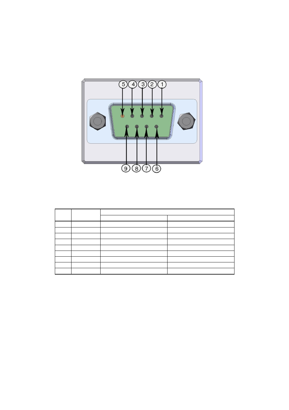 D-9 connector, Figure 22, Wiring of optional d-9 connector | Table 8, Pin assignments to rs-232/485 serial output, On d-9 connector on pa | Vaisala PTU300 User Manual | Page 44 / 217