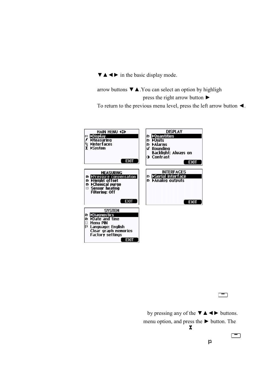 Menus and navigation, Changing the language, Figure 44 | Main menu | Vaisala PTU300 User Manual | Page 75 / 217