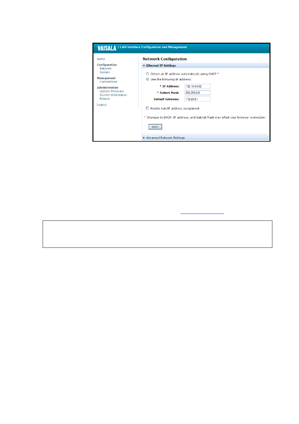 Terminal program settings, Opening a serial/usb connection, Figure 56 | Web configuration interface for wlan, Terminal program settings on pa | Vaisala PTU300 User Manual | Page 93 / 217