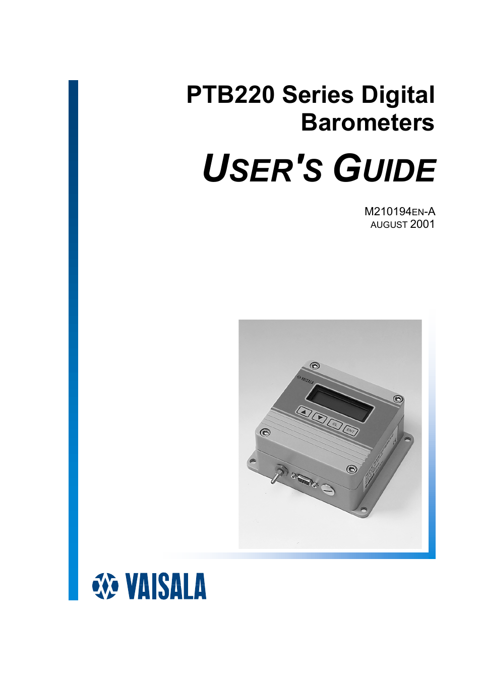 Vaisala PTB220 User Manual | 113 pages