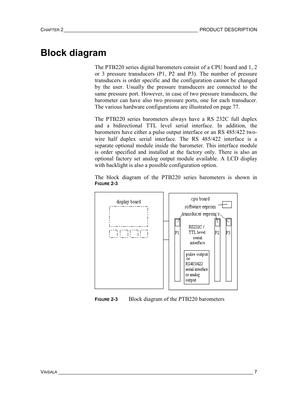 Block diagram | Vaisala PTB220 User Manual | Page 13 / 113