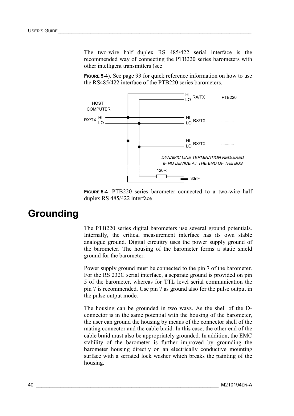 Grounding | Vaisala PTB220 User Manual | Page 46 / 113