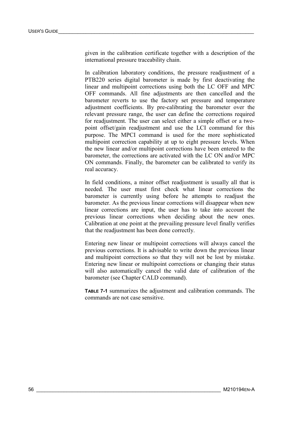 Vaisala PTB220 User Manual | Page 62 / 113
