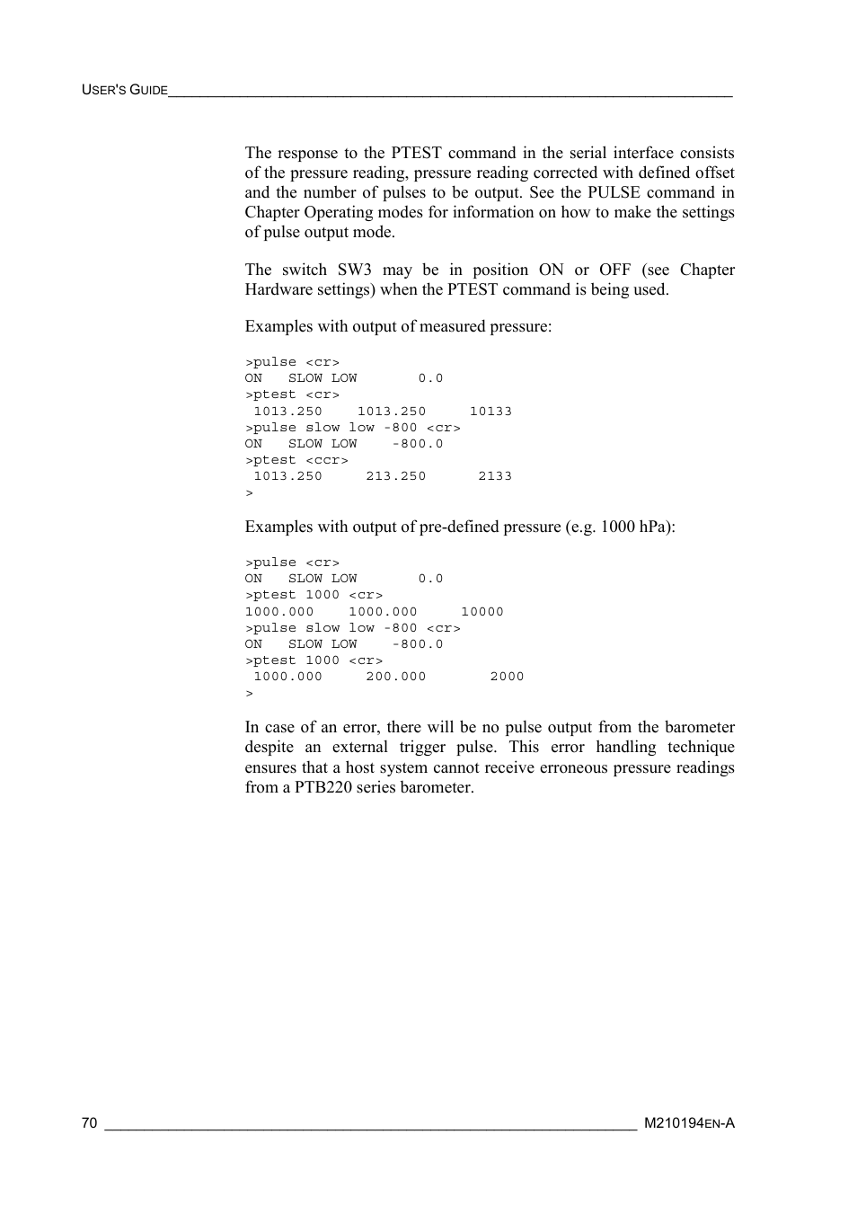 Vaisala PTB220 User Manual | Page 76 / 113