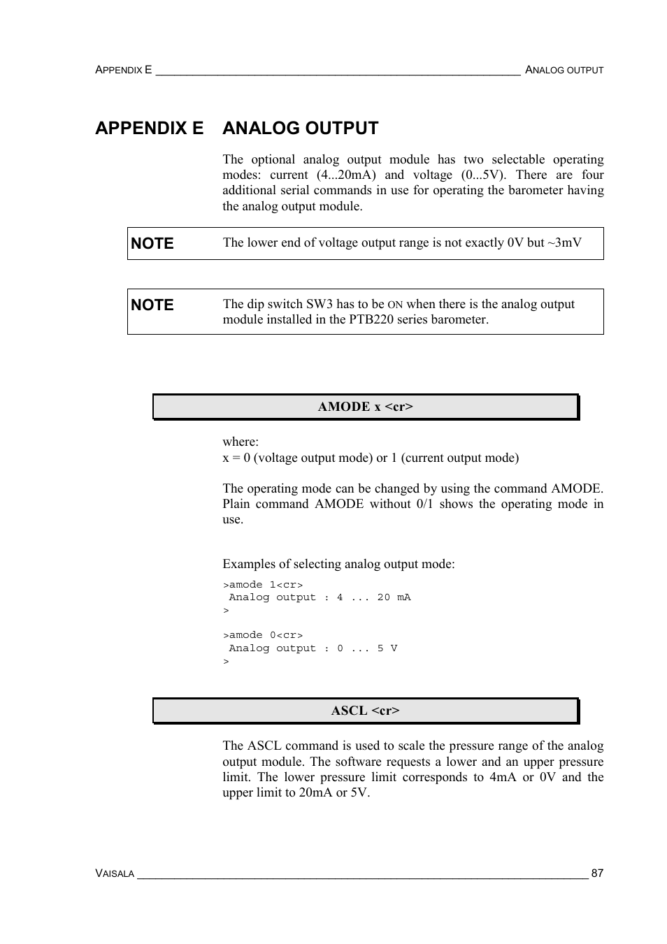 Appendix e analog output | Vaisala PTB220 User Manual | Page 93 / 113