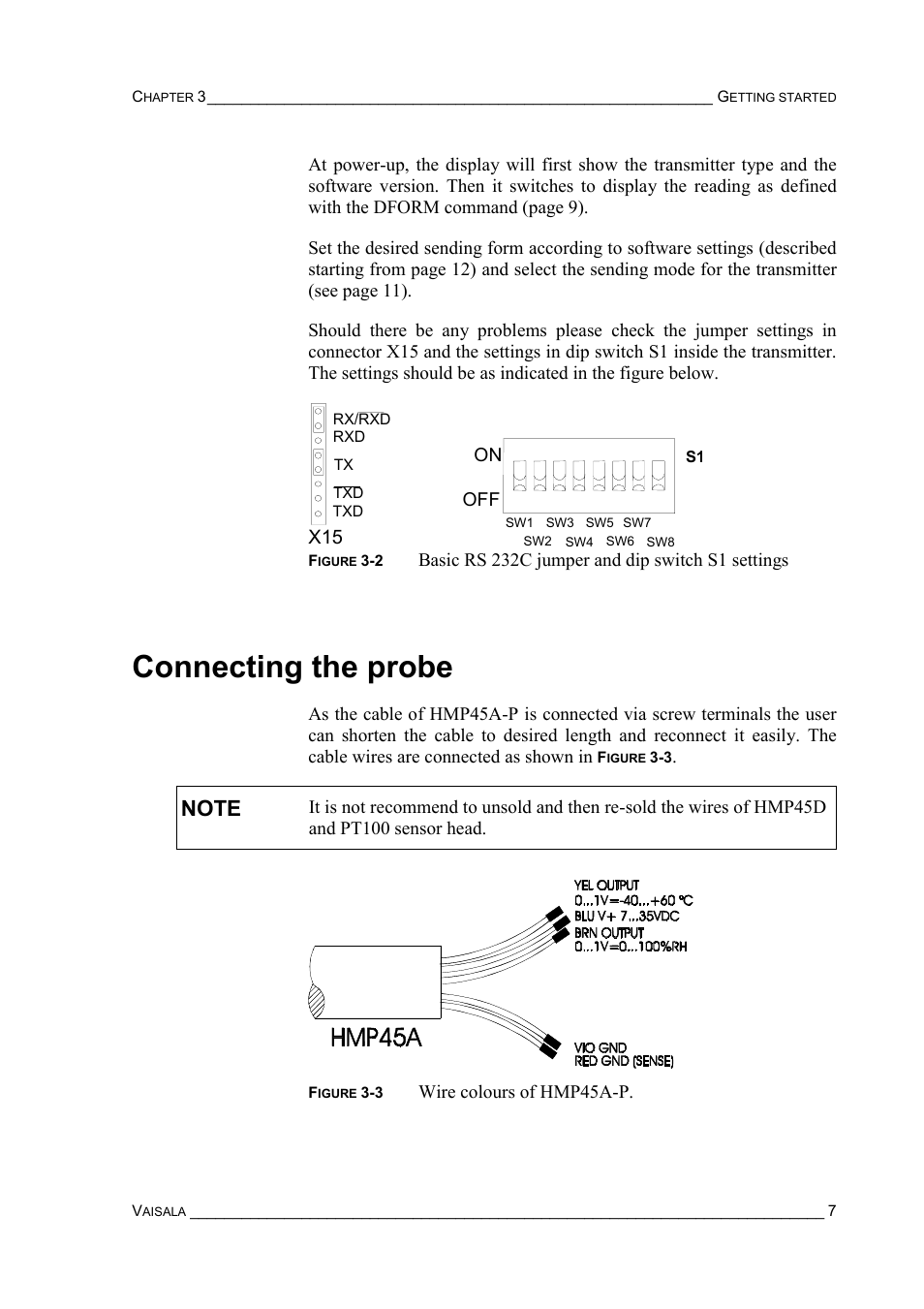 Connecting the probe | Vaisala PTU200 User Manual | Page 11 / 64