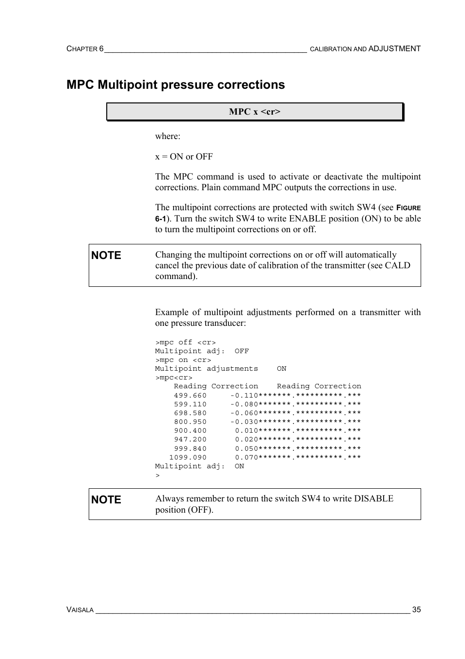 Mpc multipoint pressure corrections | Vaisala PTU200 User Manual | Page 39 / 64