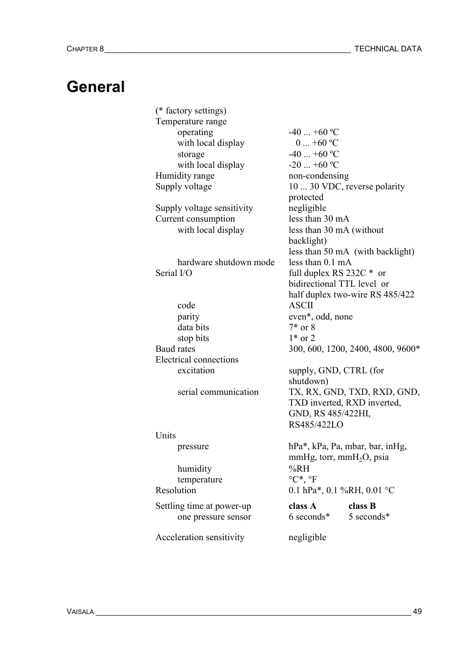 General | Vaisala PTU200 User Manual | Page 53 / 64