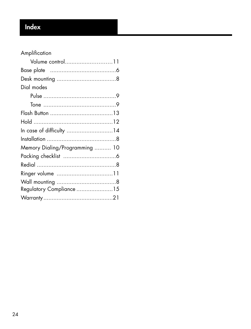 Index | Ameriphone P-300 User Manual | Page 27 / 80