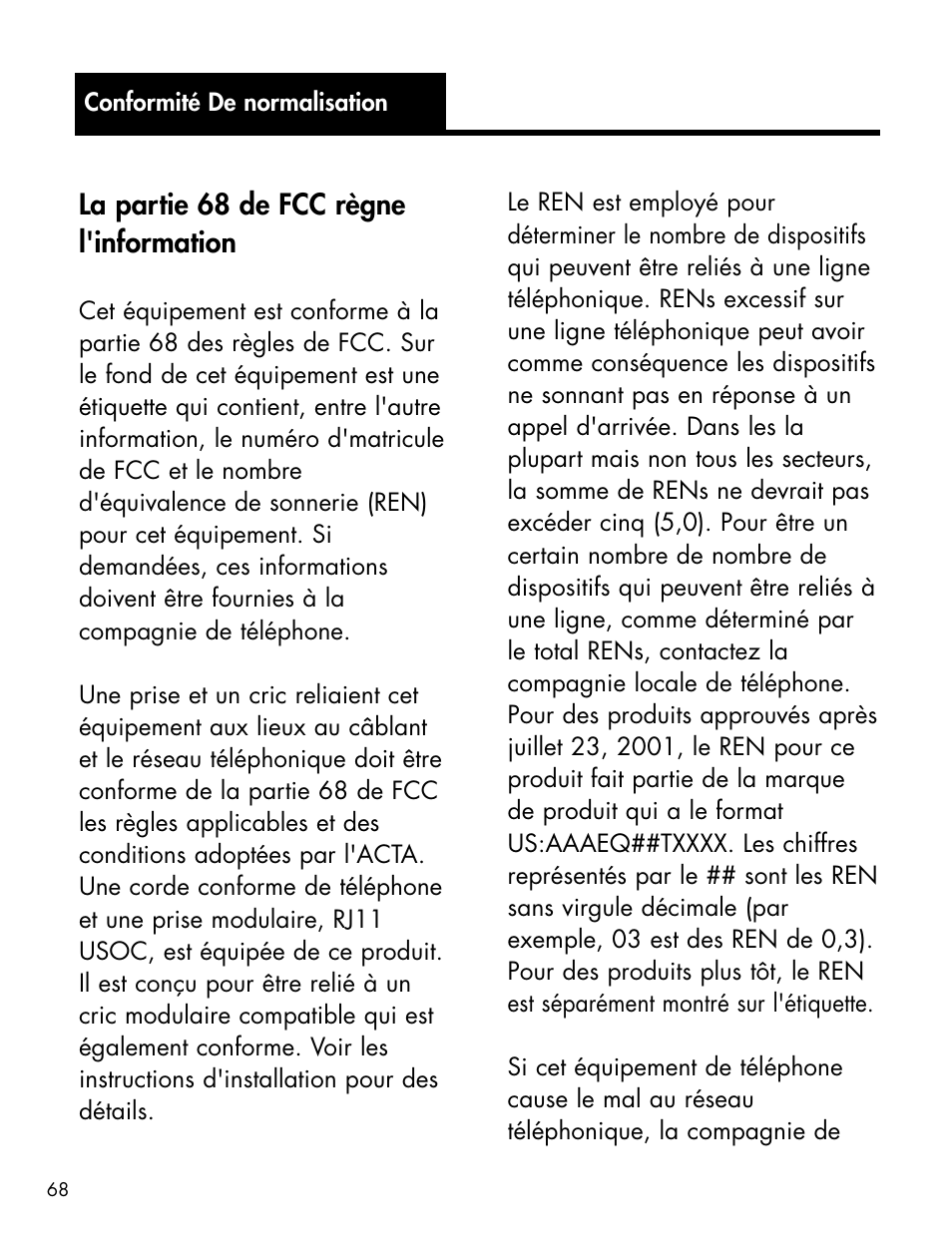 La partie 68 de fcc règne l'information | Ameriphone P-300 User Manual | Page 71 / 80