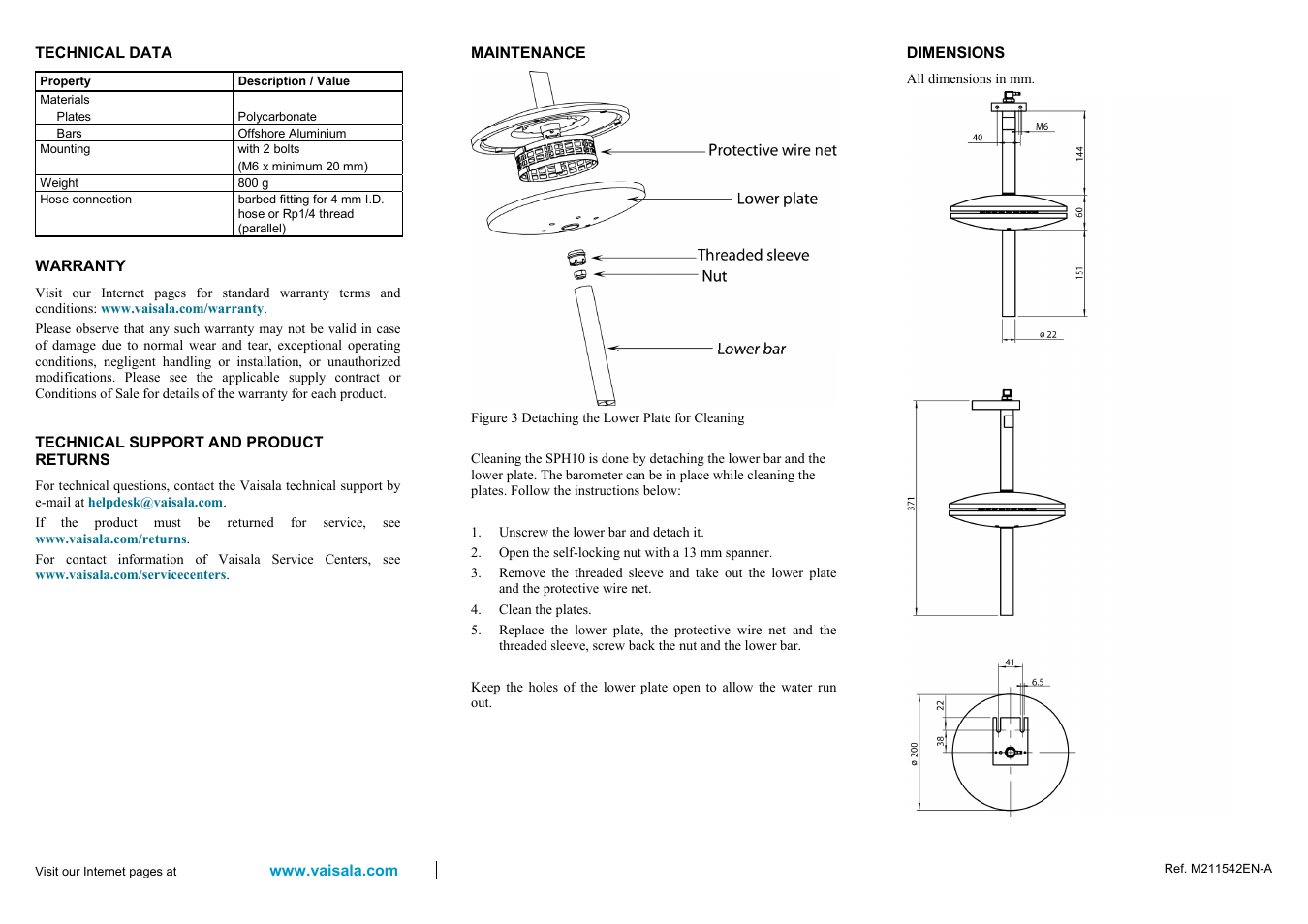 Vaisala SPH10 User Manual | Page 2 / 2