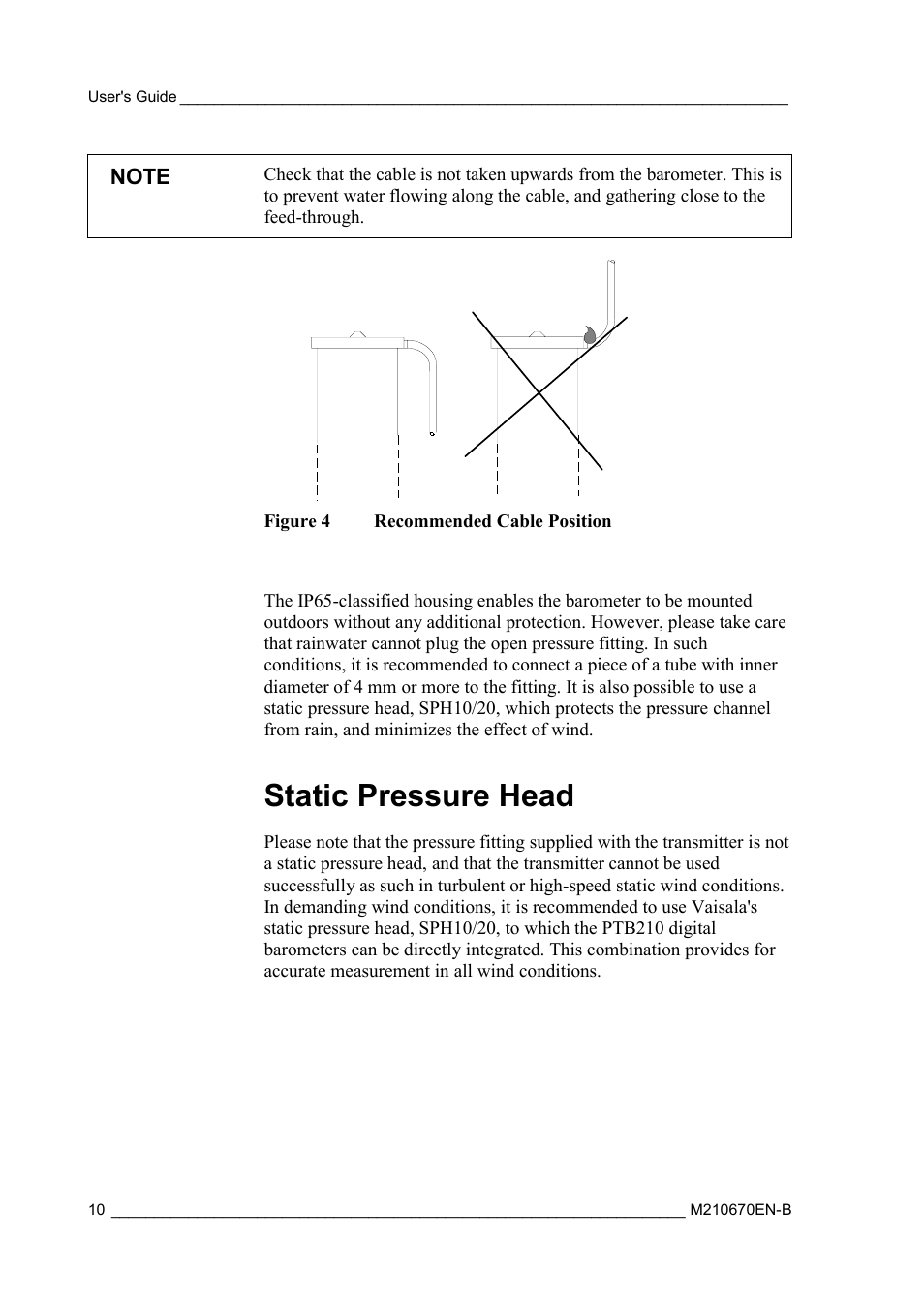 Static pressure head | Vaisala PTB210 (analog) User Manual | Page 12 / 27