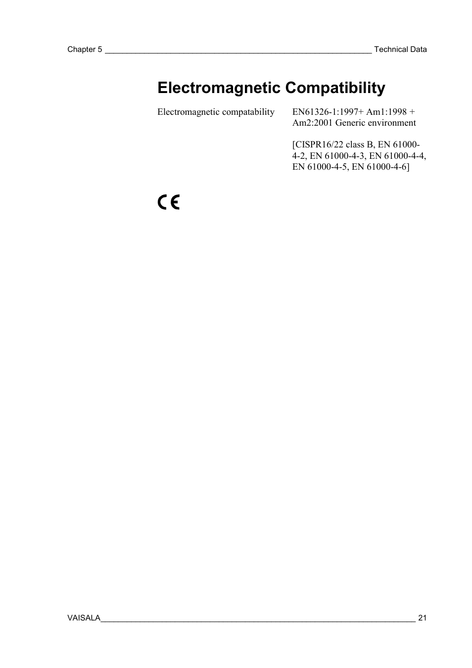 Electromagnetic compatibility | Vaisala PTB210 (analog) User Manual | Page 23 / 27