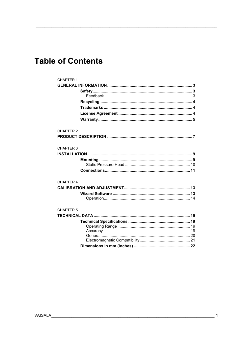 Vaisala PTB210 (analog) User Manual | Page 3 / 27