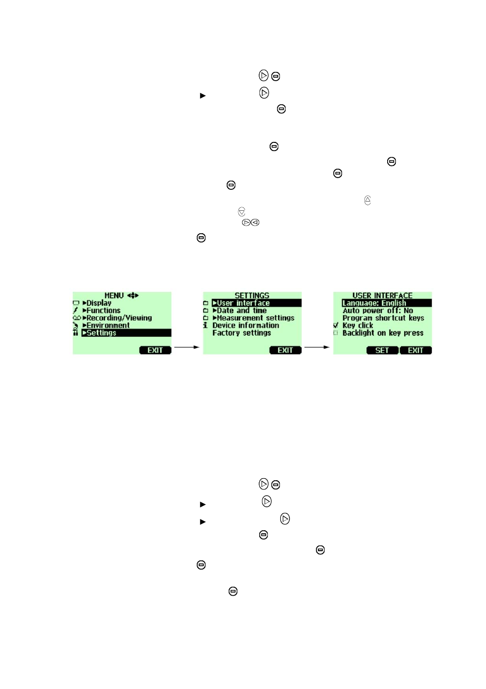 User interface, Selecting | Vaisala GM70 User Manual | Page 31 / 68