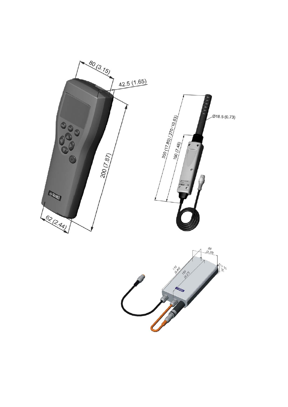 Dimensions in mm (inch) | Vaisala GM70 User Manual | Page 66 / 68