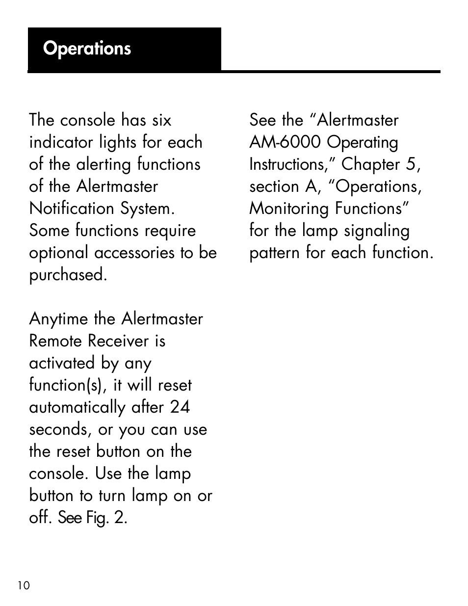 Operations | Ameriphone ALERTMASTER AM-RX2 User Manual | Page 13 / 83