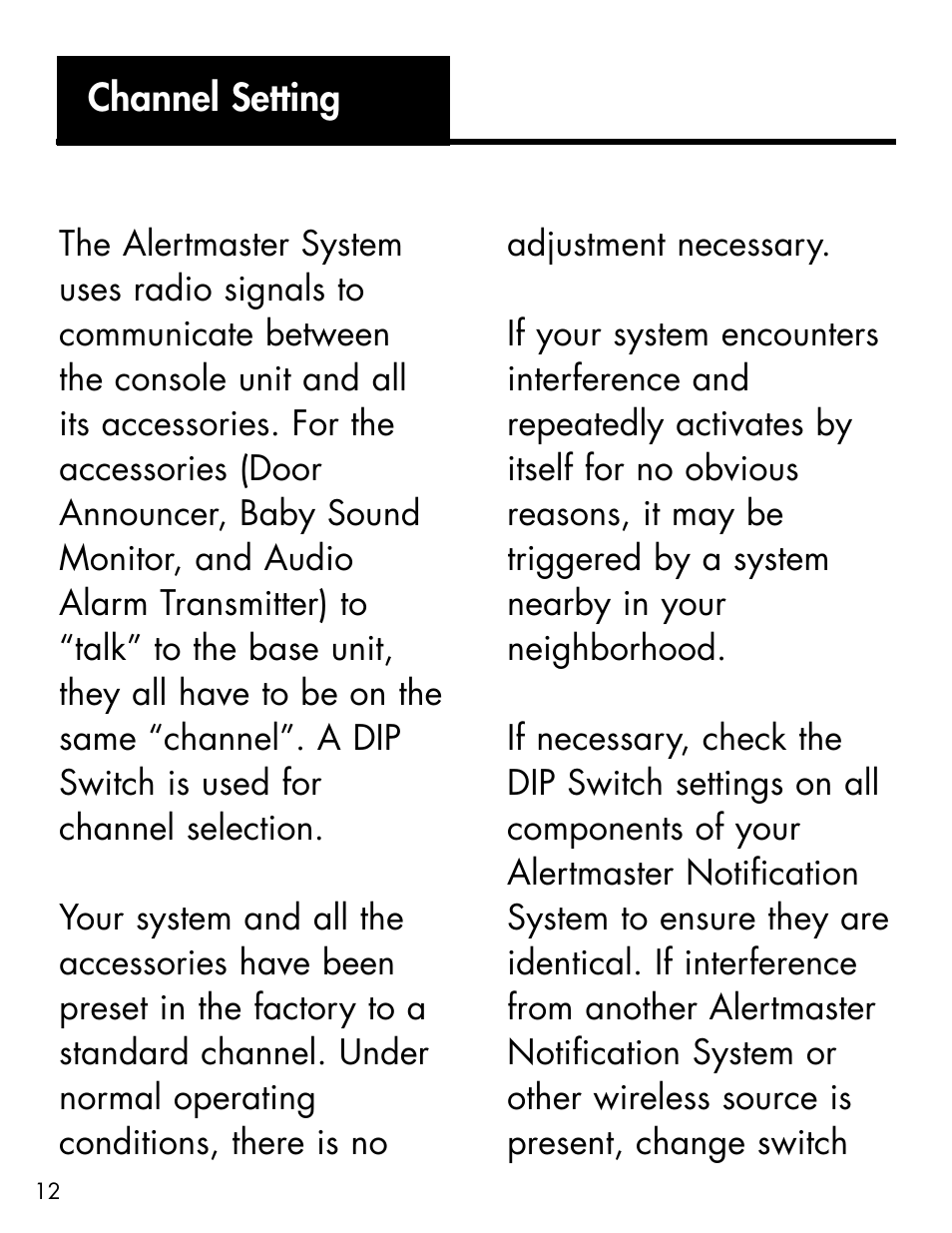 Channel setting | Ameriphone ALERTMASTER AM-RX2 User Manual | Page 15 / 83
