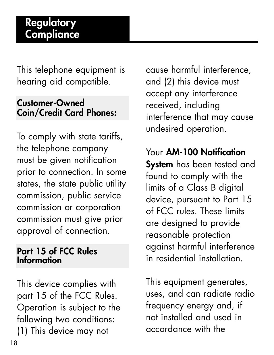 Regulatory compliance | Ameriphone ALERTMASTER AM-RX2 User Manual | Page 21 / 83