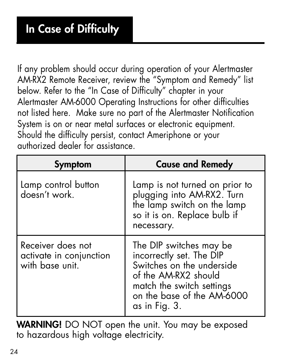 Important safety instructions | Ameriphone ALERTMASTER AM-RX2 User Manual | Page 27 / 83
