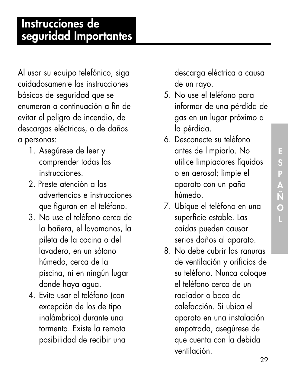 Instrucciones de seguridad importantes | Ameriphone ALERTMASTER AM-RX2 User Manual | Page 32 / 83