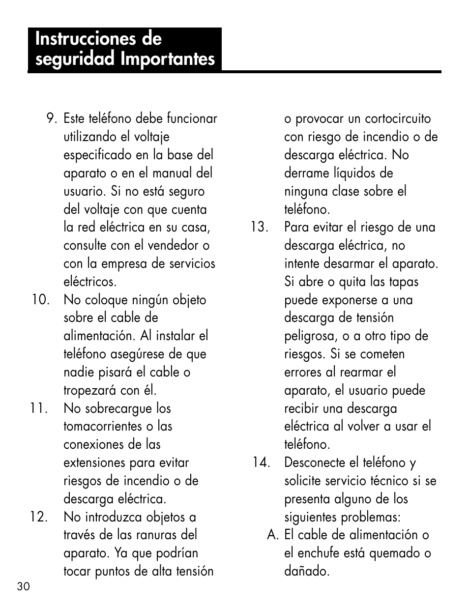 Instrucciones de seguridad importantes | Ameriphone ALERTMASTER AM-RX2 User Manual | Page 33 / 83