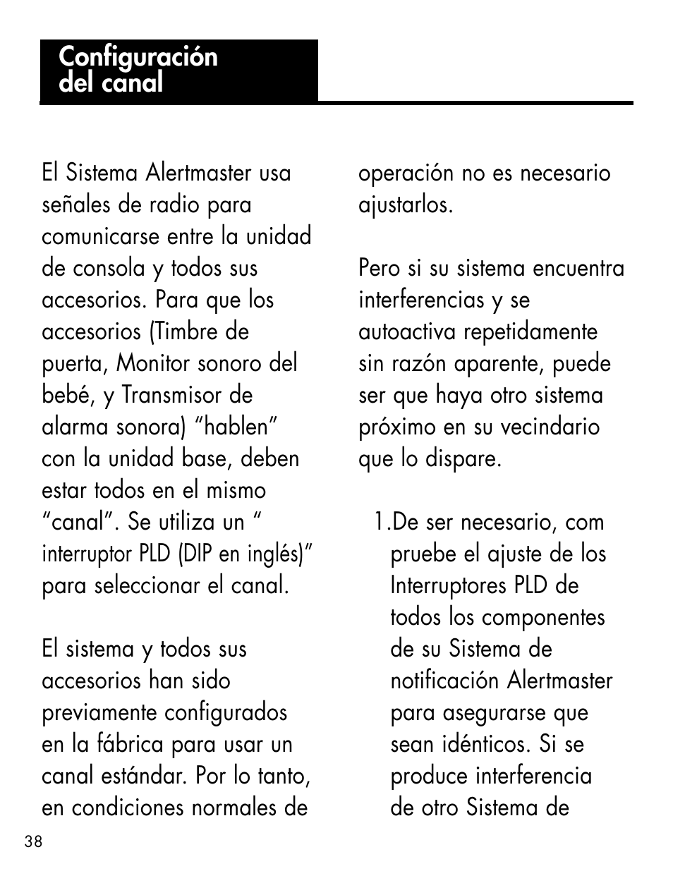 Configuración del canal | Ameriphone ALERTMASTER AM-RX2 User Manual | Page 41 / 83