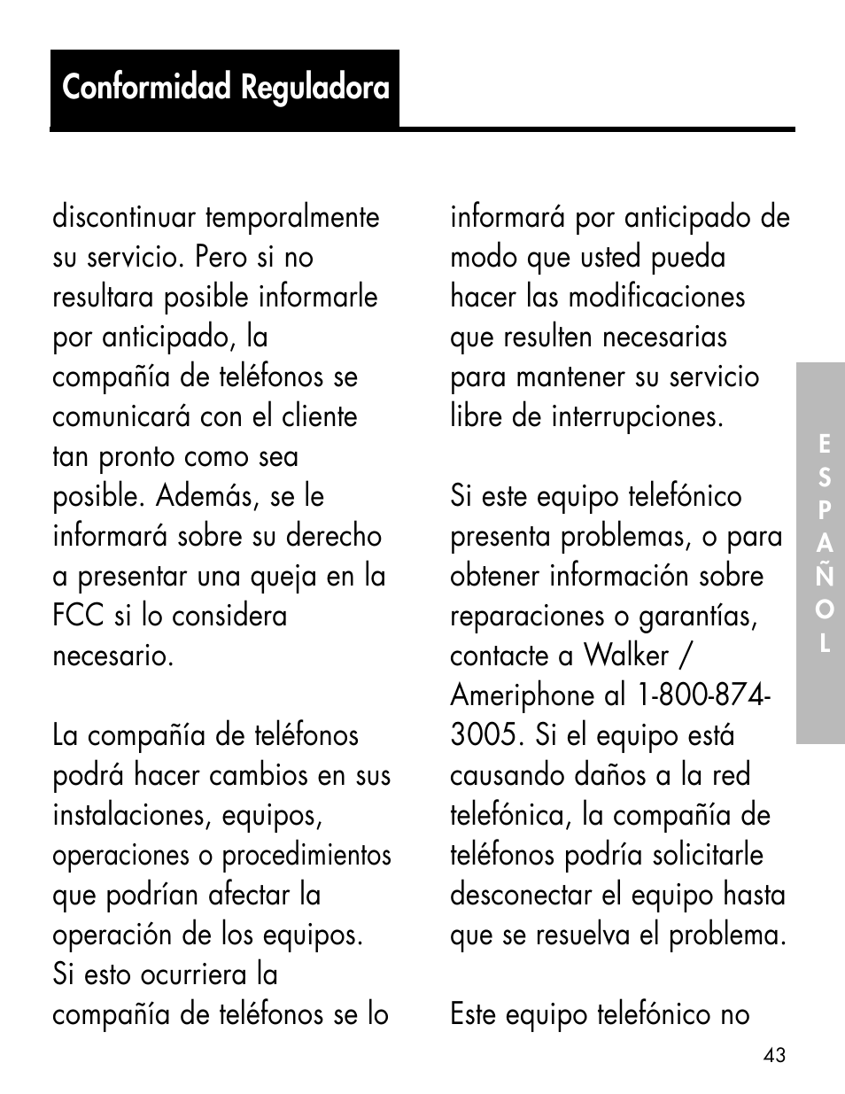 Conformidad reguladora | Ameriphone ALERTMASTER AM-RX2 User Manual | Page 46 / 83