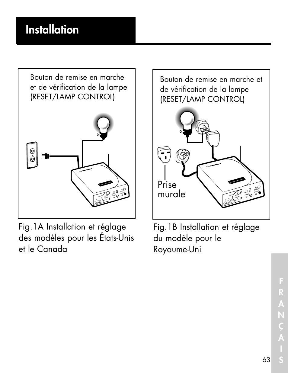 Installation, Prise murale | Ameriphone ALERTMASTER AM-RX2 User Manual | Page 66 / 83