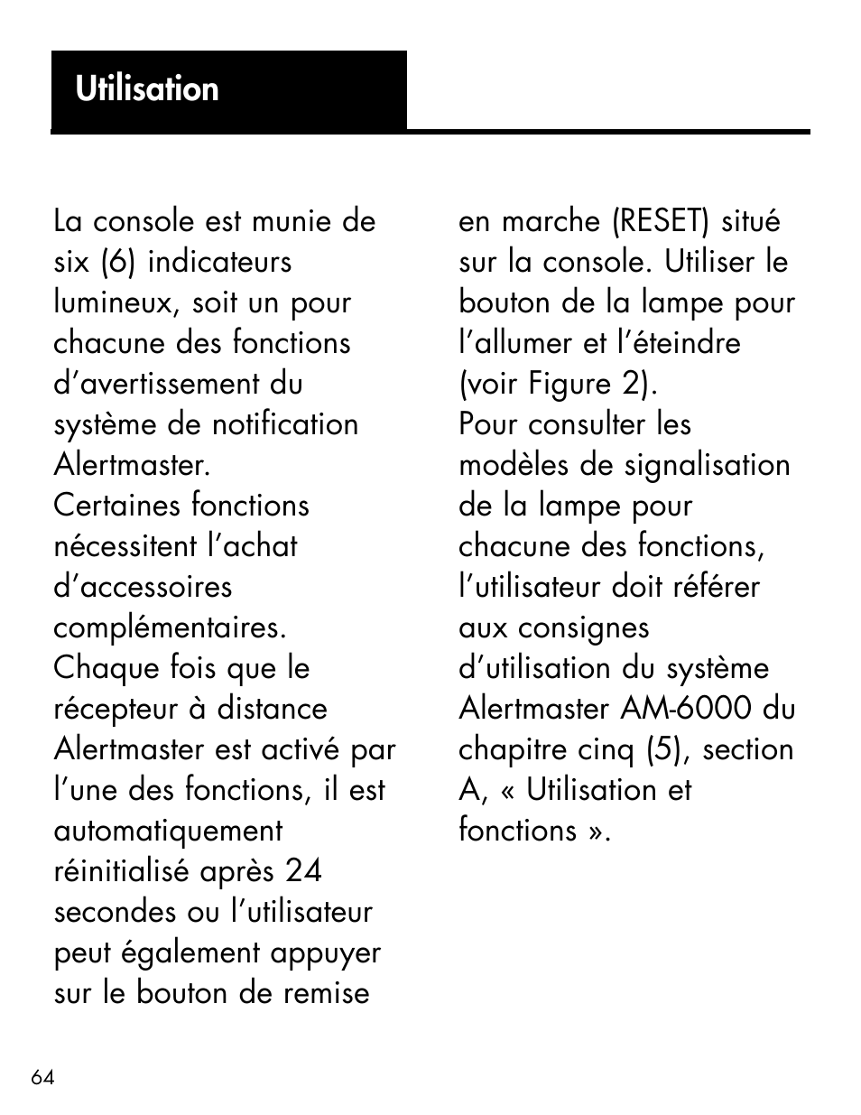 Utilisation | Ameriphone ALERTMASTER AM-RX2 User Manual | Page 67 / 83