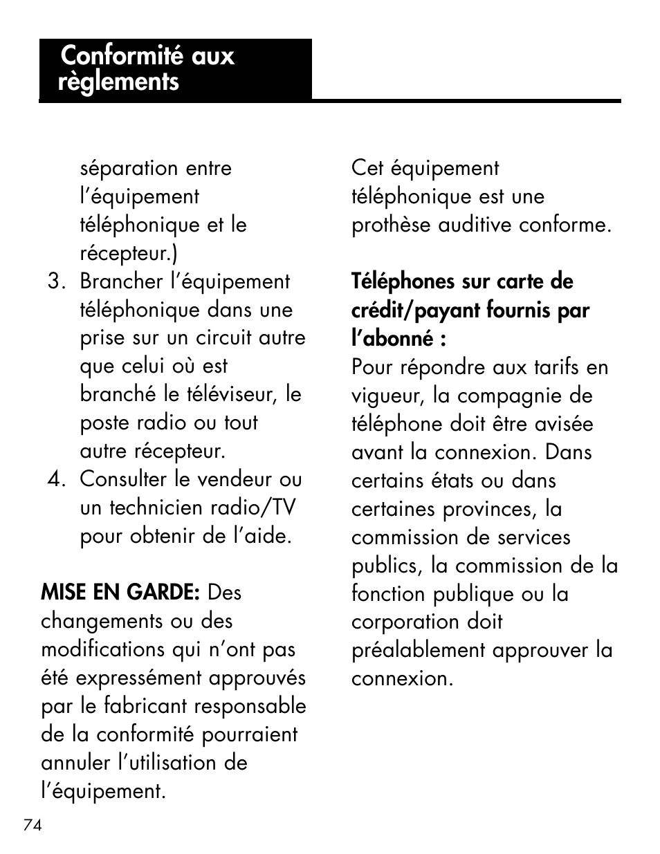 Conformité aux règlements | Ameriphone ALERTMASTER AM-RX2 User Manual | Page 77 / 83