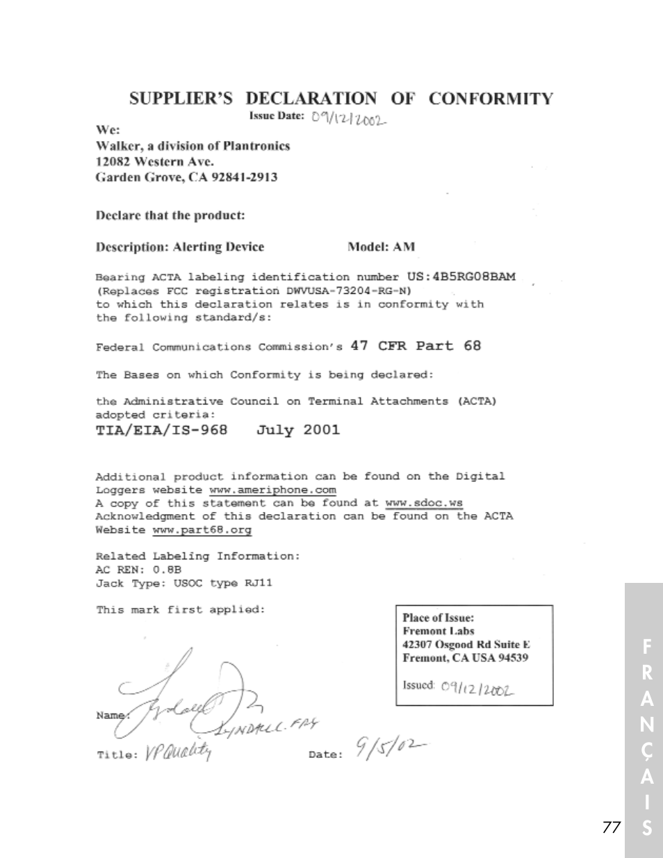 Ameriphone ALERTMASTER AM-RX2 User Manual | Page 80 / 83