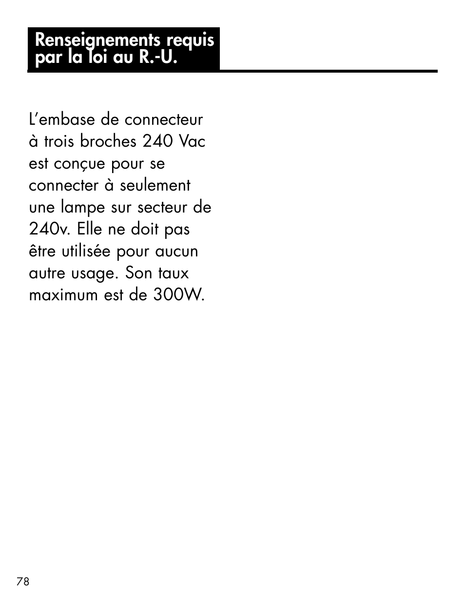 Renseignements requis par la loi au r.-u | Ameriphone ALERTMASTER AM-RX2 User Manual | Page 81 / 83