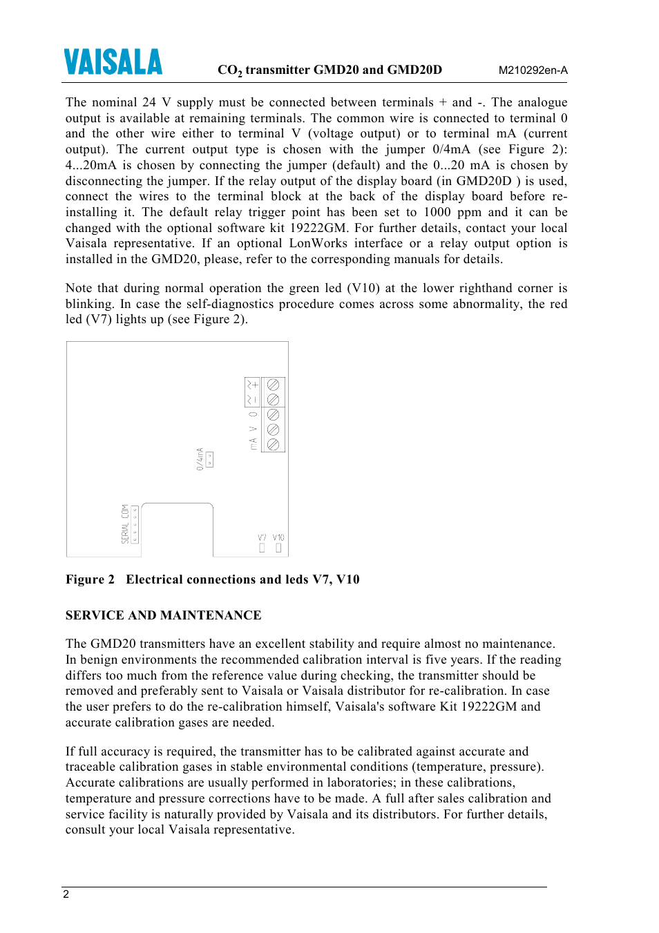 Service and maintenance | Vaisala GMD20 User Manual | Page 2 / 4