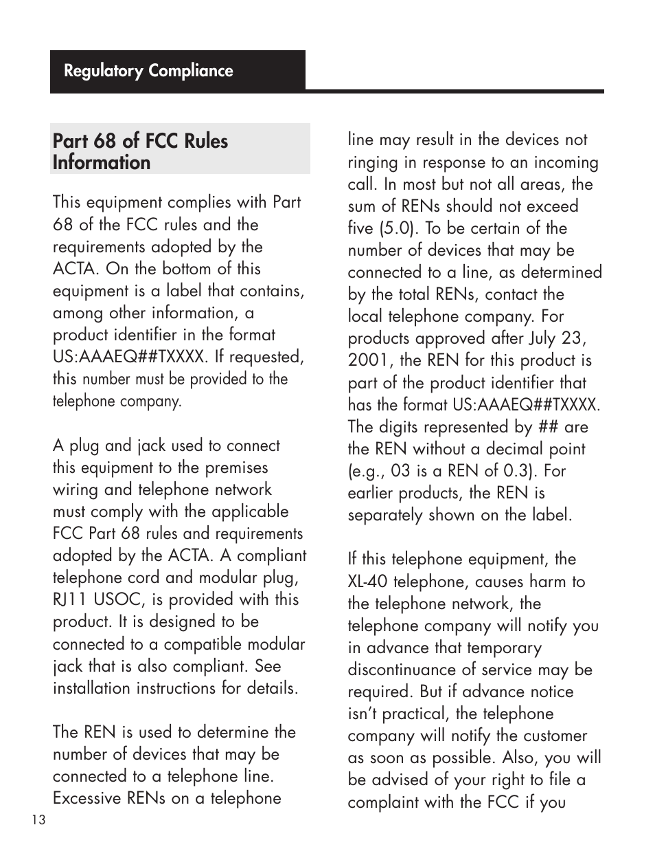 Part 68 of fcc rules information | Ameriphone AMPLIFIED TELEPHONE User Manual | Page 19 / 88