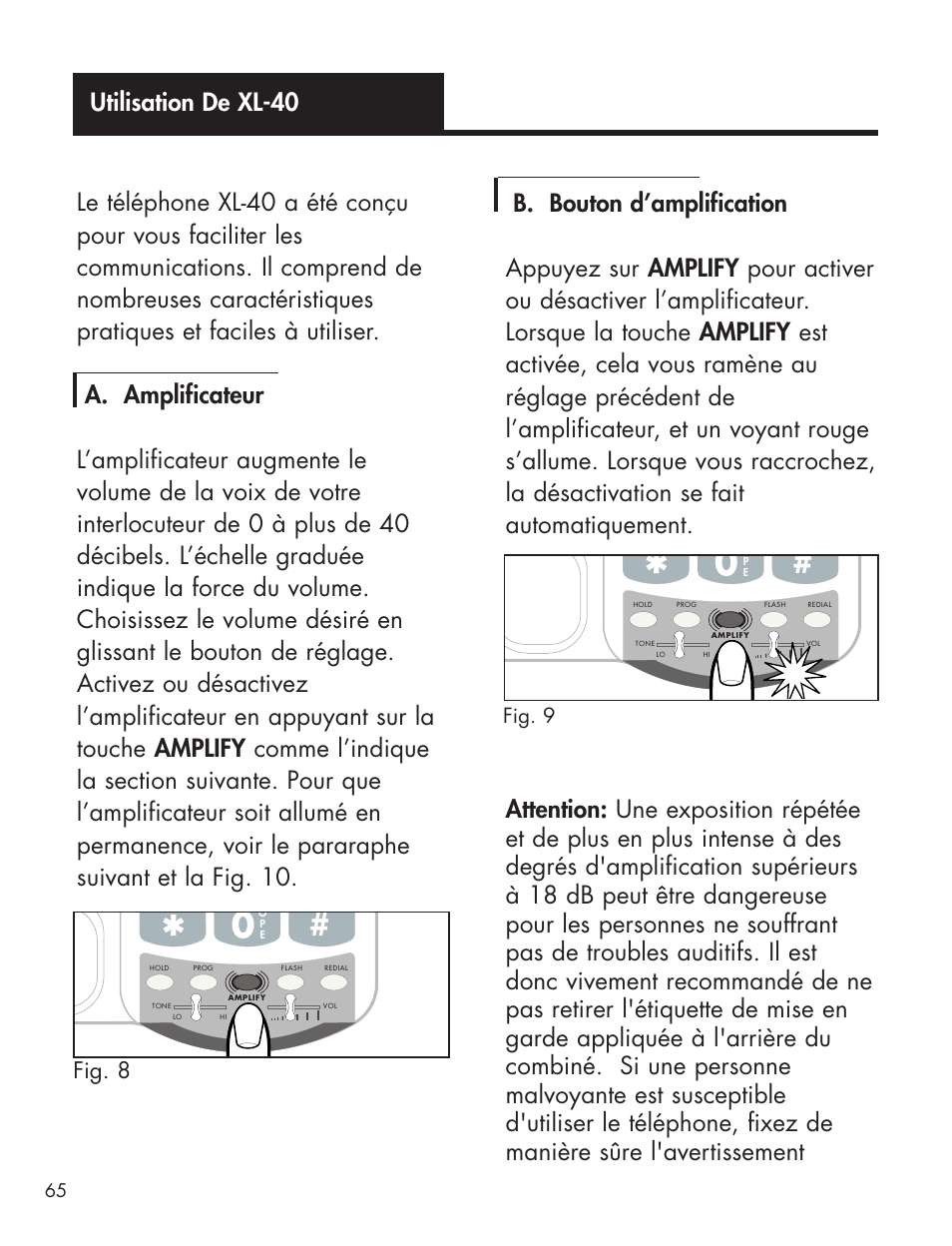Fig. 8, Fig. 9 | Ameriphone AMPLIFIED TELEPHONE User Manual | Page 71 / 88