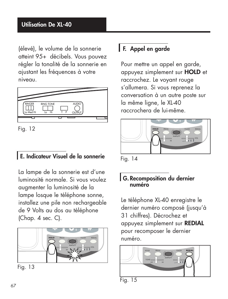 Fig. 12, Fig. 13, Fig. 14 | Fig. 15 | Ameriphone AMPLIFIED TELEPHONE User Manual | Page 73 / 88