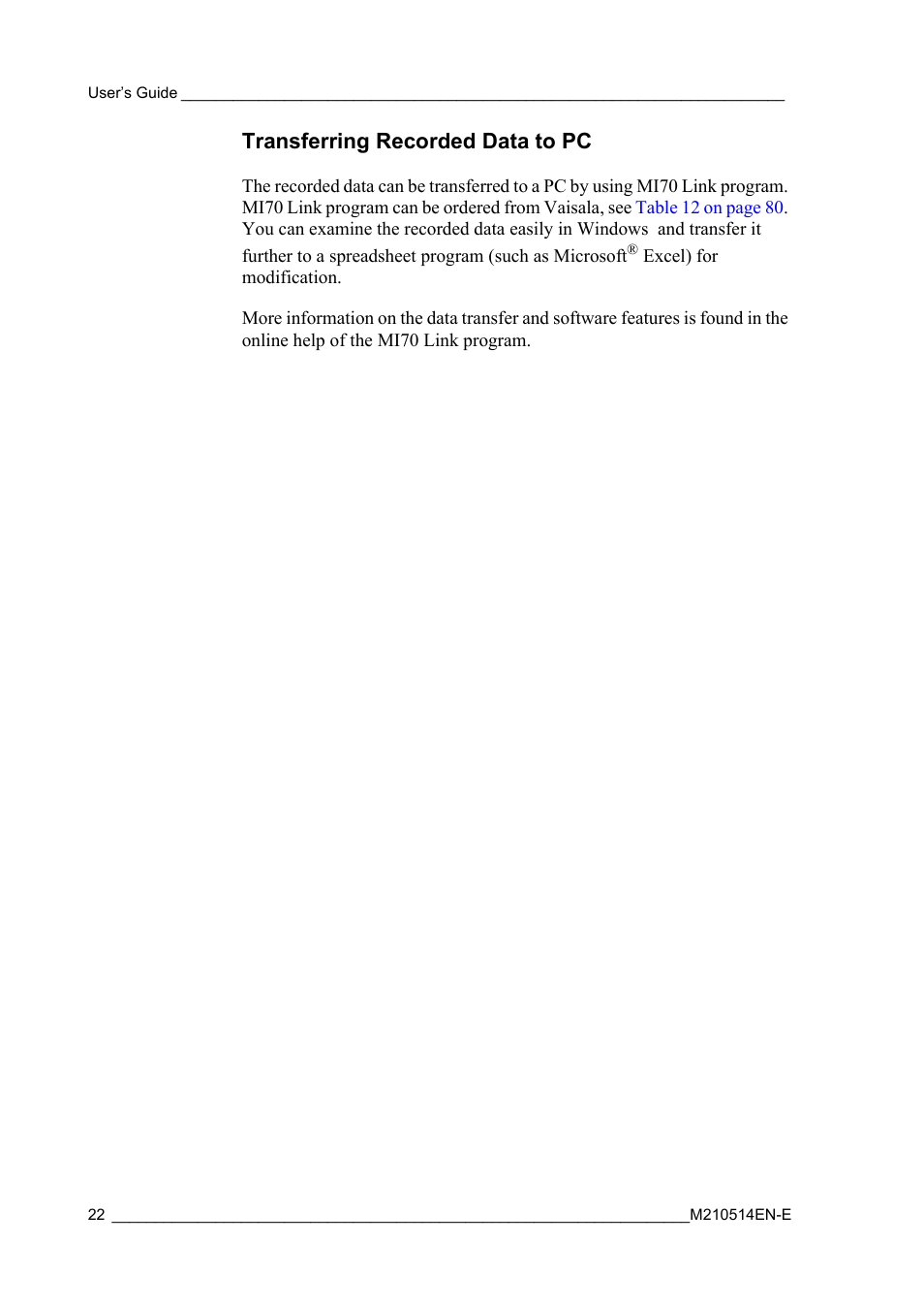 Transferring recorded data to pc | Vaisala GMP343 User Manual | Page 24 / 94