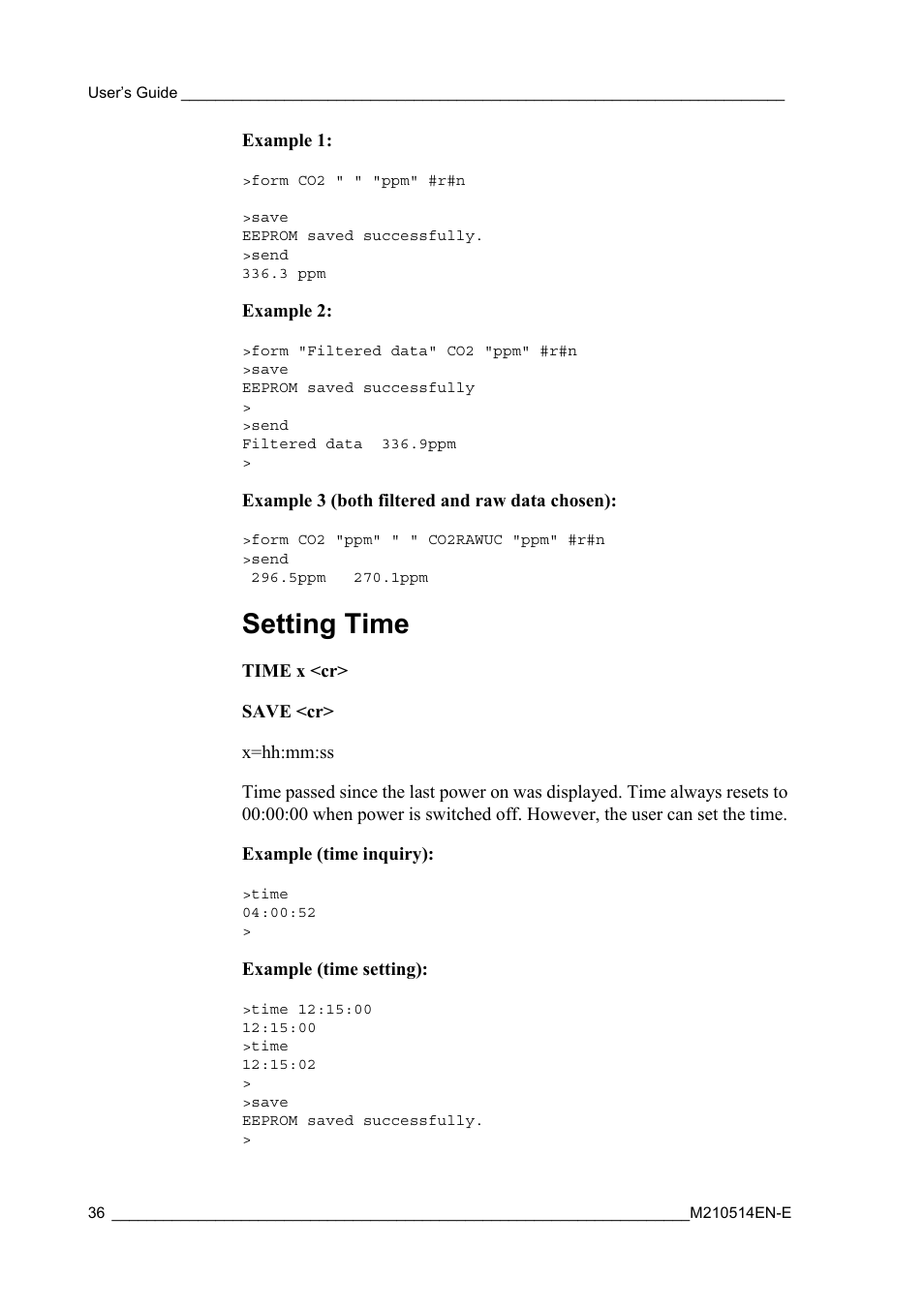 Setting time | Vaisala GMP343 User Manual | Page 38 / 94