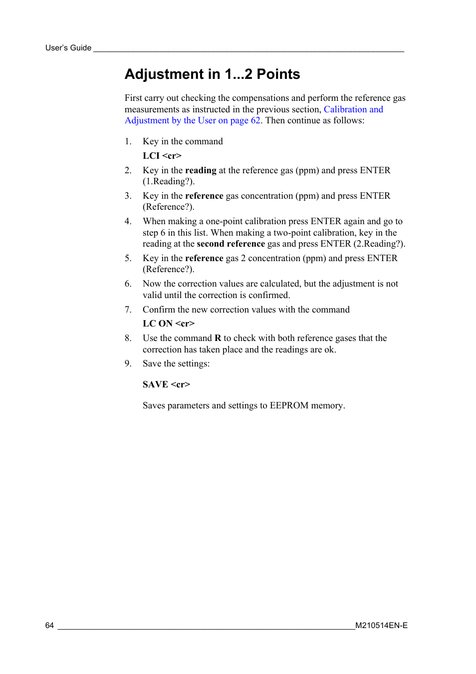 Adjustment in 1 points | Vaisala GMP343 User Manual | Page 66 / 94