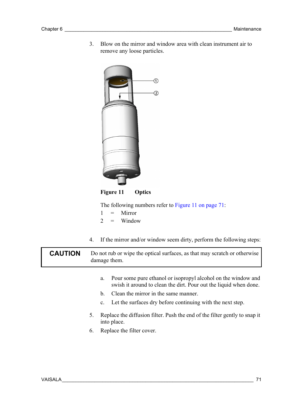 Figure 11, Optics, Caution | Vaisala GMP343 User Manual | Page 73 / 94