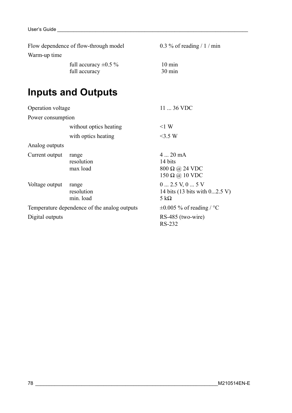 Inputs and outputs | Vaisala GMP343 User Manual | Page 80 / 94