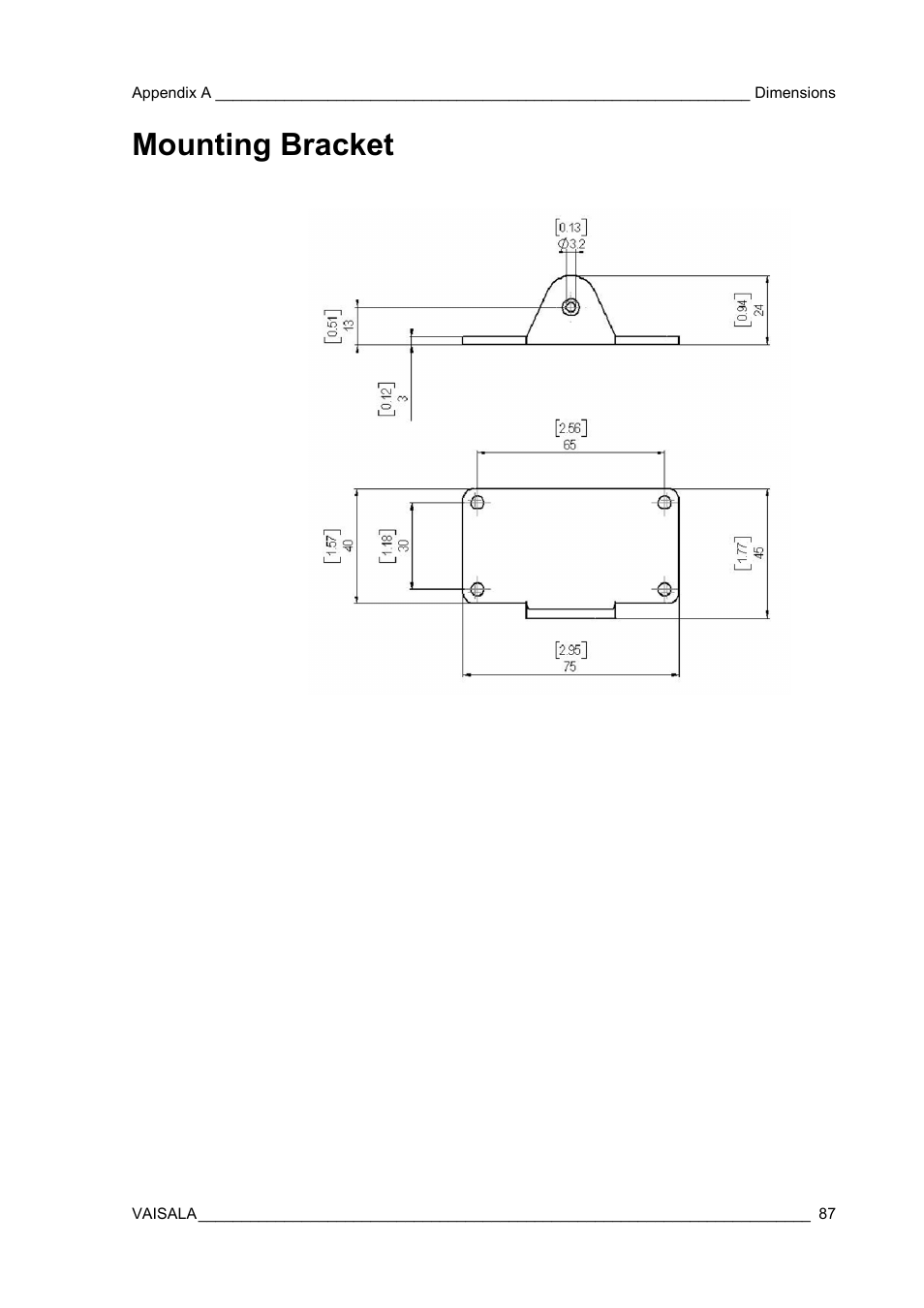 Mounting bracket | Vaisala GMP343 User Manual | Page 89 / 94