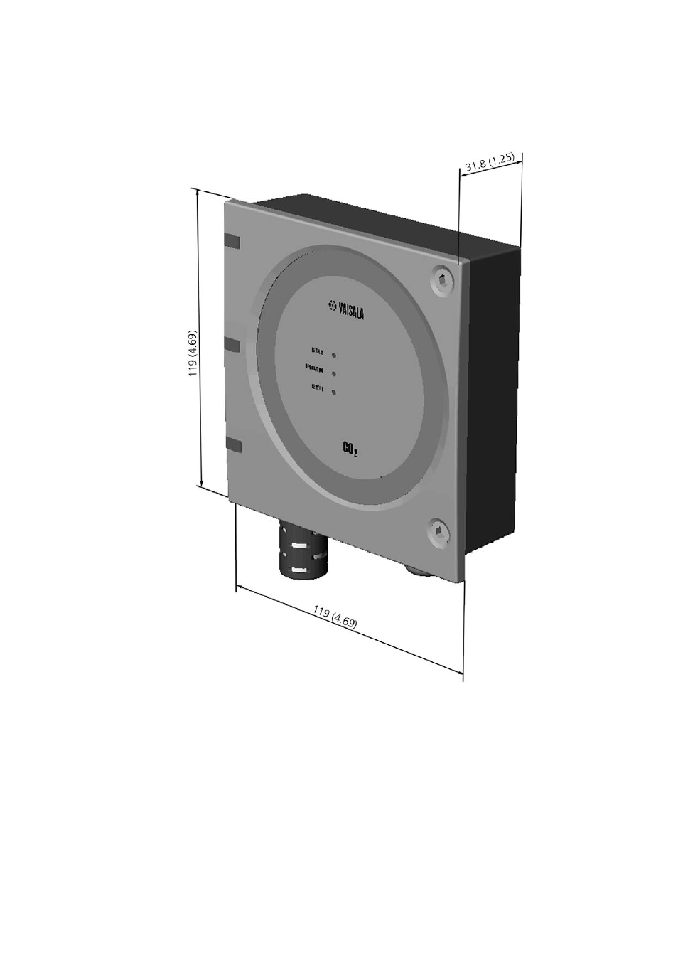 Dimensions in mm (inches) | Vaisala GMT220 User Manual | Page 38 / 42