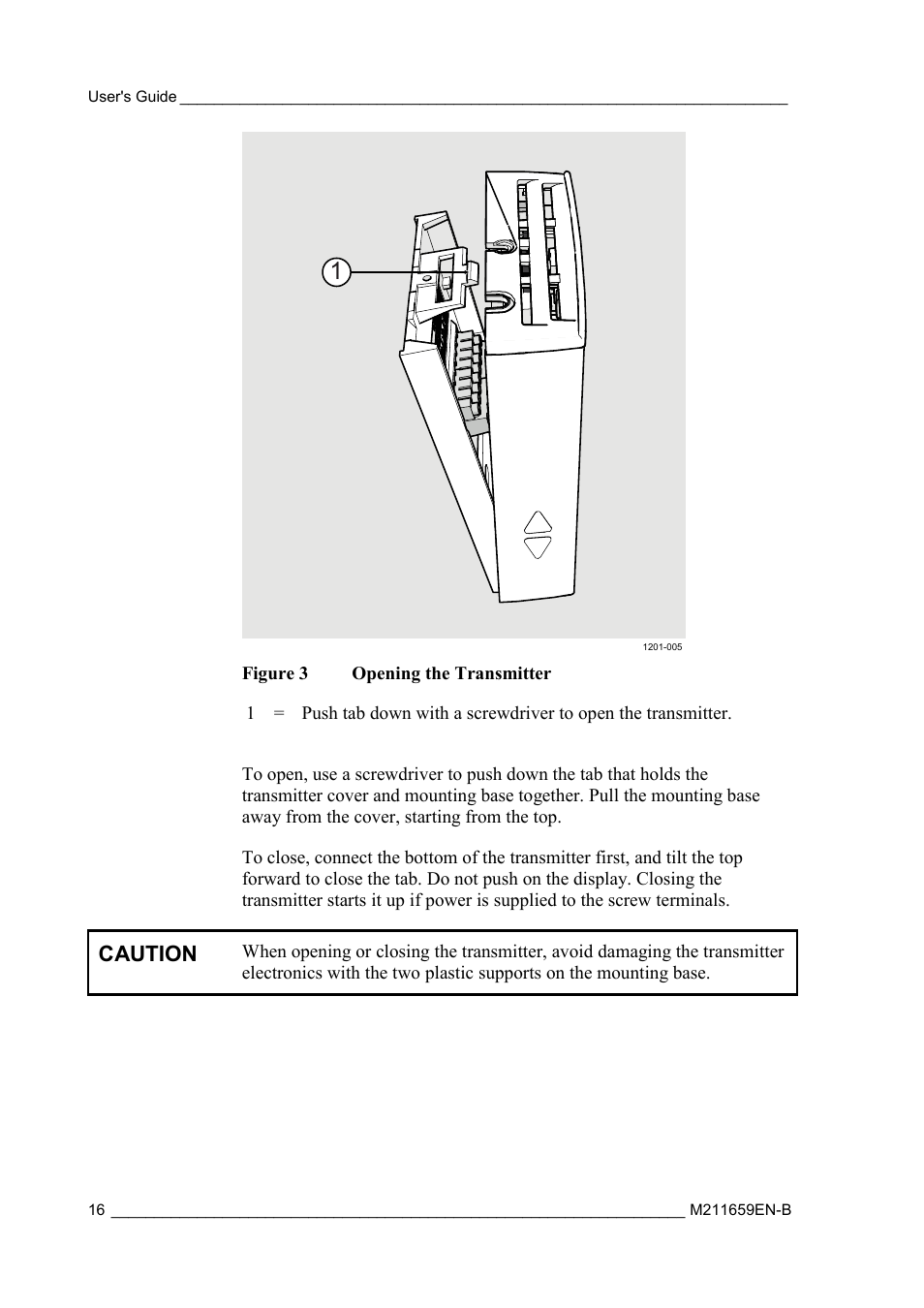 Figure 3, Opening the transmitter, Caution | Vaisala GMW90 User Manual | Page 18 / 101