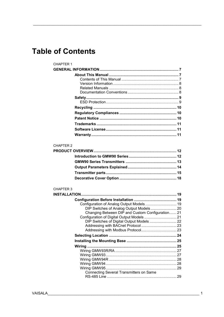 Vaisala GMW90 User Manual | Page 3 / 101